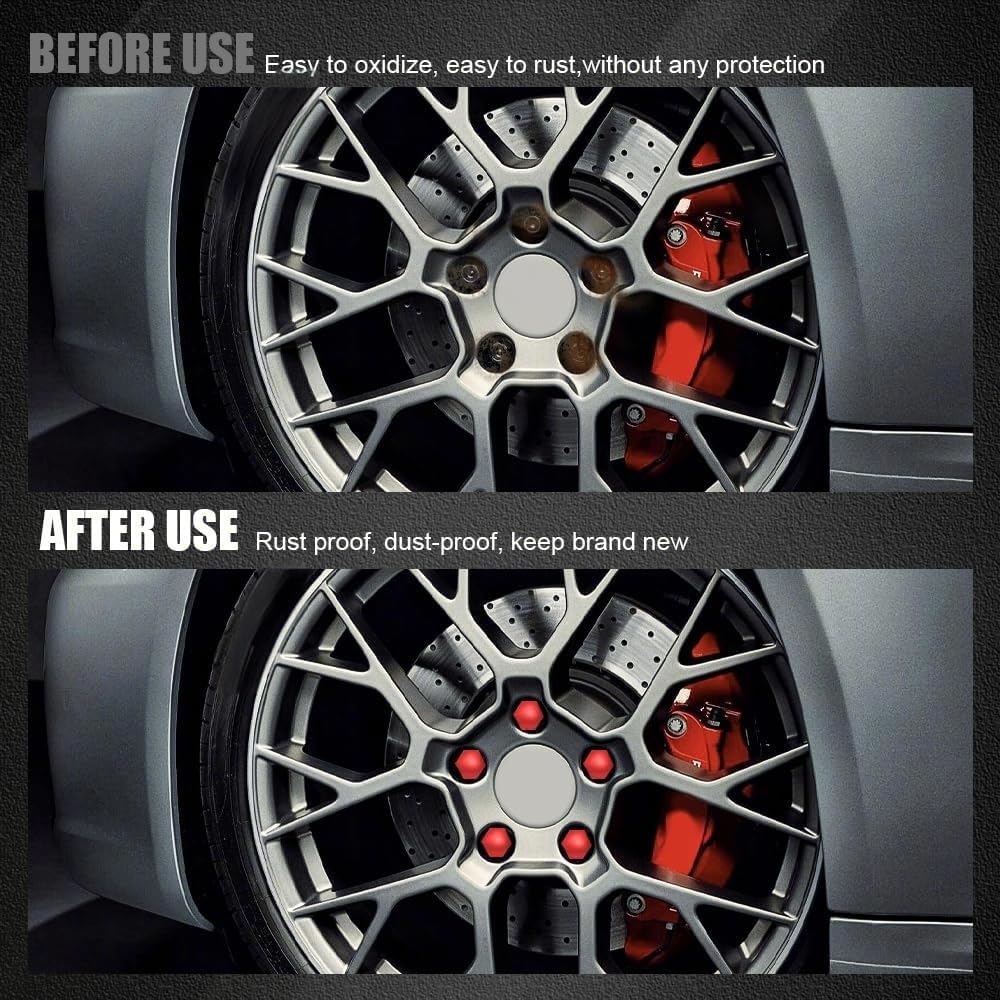 20Pcs Wheel Lug Nut Covers for Honda Accord 2018-2022, Bolt Screw Caps Hexagonal Rim Protector Exterior Decor ABS Plastic,Red-17mm
