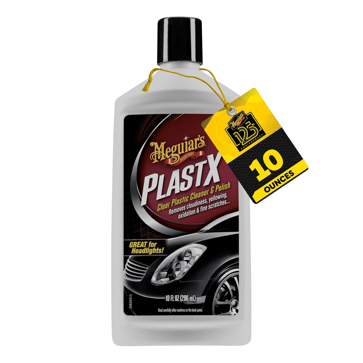 Meguiar's PlastX Clear Plastic Polish, Headlight Restoration Polish, Plastic Cleaner & Scratch Remover, Restores Clarity, Removes Yellowing, Oxidation & Cloudiness, 10 Oz