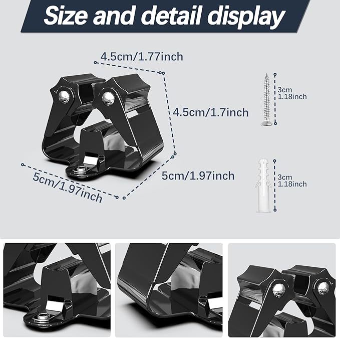 3-H Stainless Steel Broom Holder Wall Mount 50-Pack- Heavy Duty Mop Organizer - Image 4