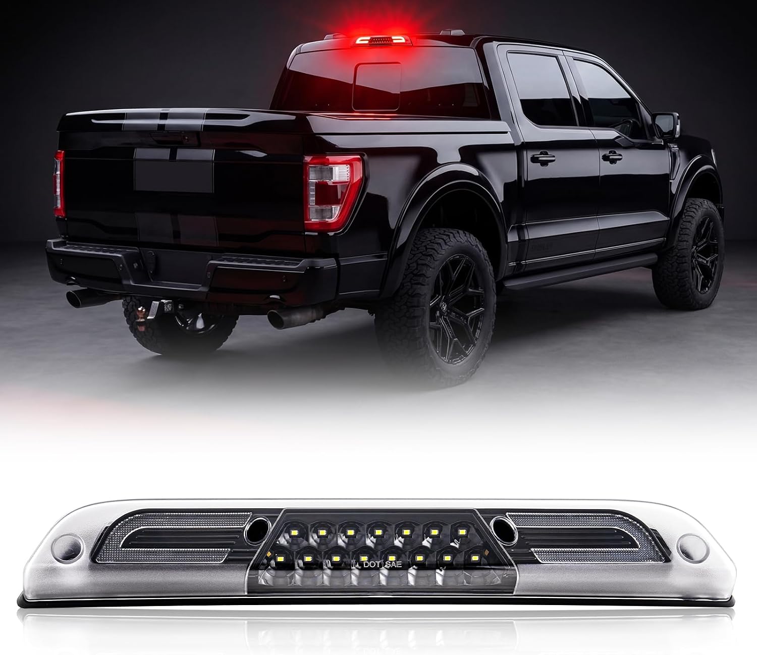 Upgrade High-Performance LED Third Brake Light for 2015-2024 F-150 2017-2024 F-250 F-350 F-450 Super Duty Ranger Maverick High Mount LED Stop Lamp with Clear Lens