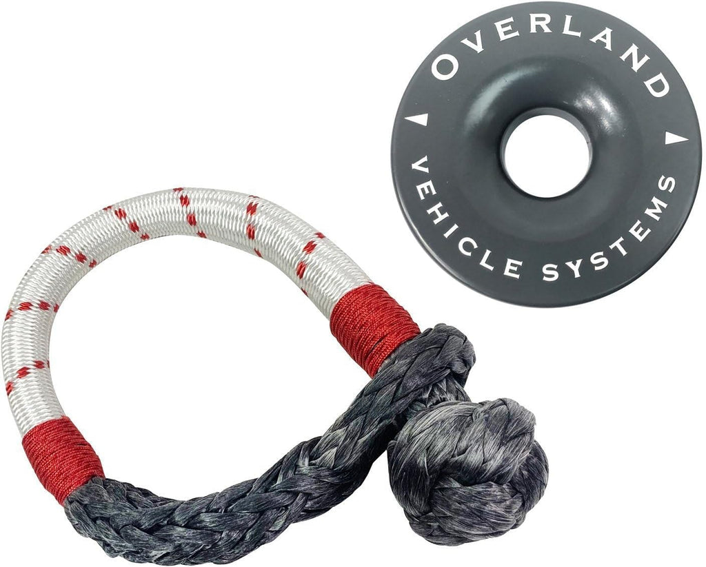 Overland Vehicle Systems Combo Pack of Soft Shackle 7/16" 41,000 lb. and Recovery Ring 4.0" 41,000 lb. with Storage Bag - for Use with Truck, SUV, ATV and UTV