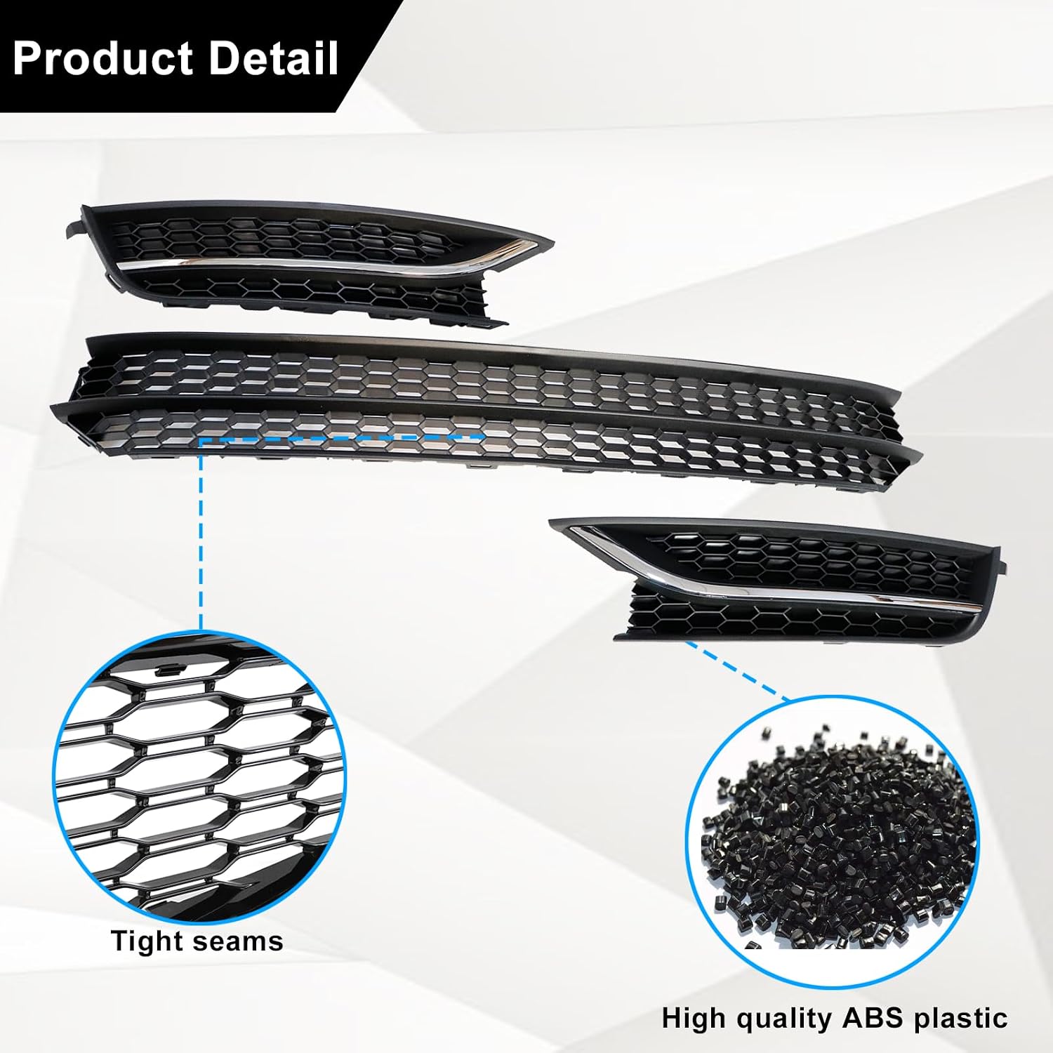 Front Bumper Lower Grille and Fog Lamp Bezel Cover, Fit for Volkswagen Passat 2012 2013 2014 2015, Replace# 561853665E 561853666E, 561853677 561853666