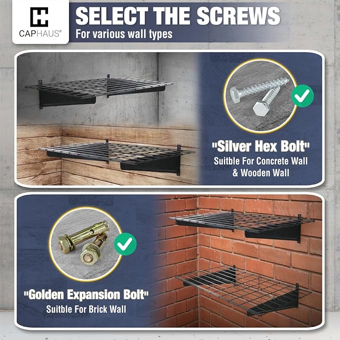 CAPHAUS 2-Pack Garage Shelving Wall Mounted 72x18 Inch, Heavy Duty Metal Wall - Image 5