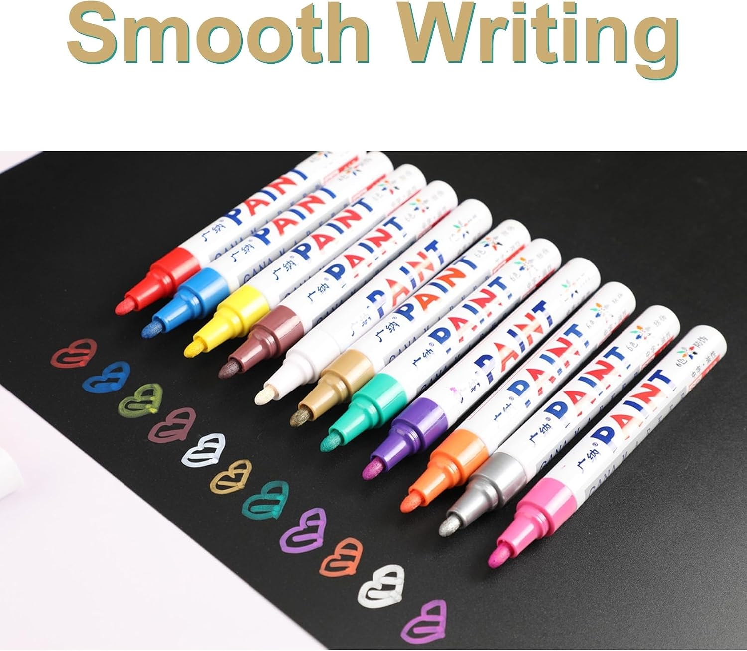 12 Pack Waterproof Tire Paint Pen, Oil Based Tire Marker for Tires Lettering, Multi-Surface Paint Markers for Metal, Wood, Plastic (12 Colors Mix)
