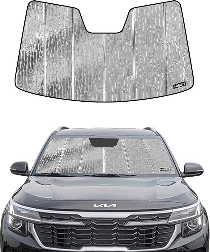 Windshield Sun Shade for Kia Seltos 2020-2024, Front Window Sunshade Shield by Pigenius