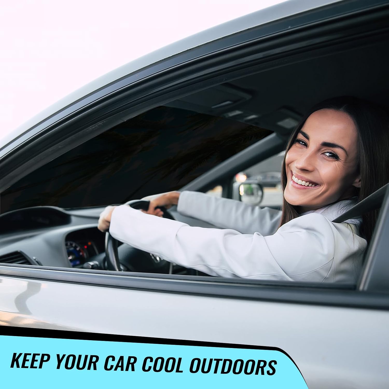 Avisky Windshield Sun Shade for Cars, Trucks & SUVs, Polyester Front Window Sunshade to Block UV Rays & Heat, Foldable Auto Front Windshield Cover, 57“x31”