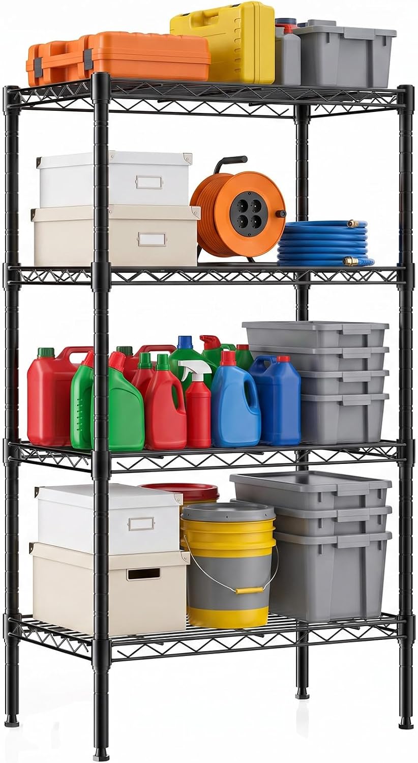 dumos 4-tier metal storage shelves, shelving unit, storage, main product view