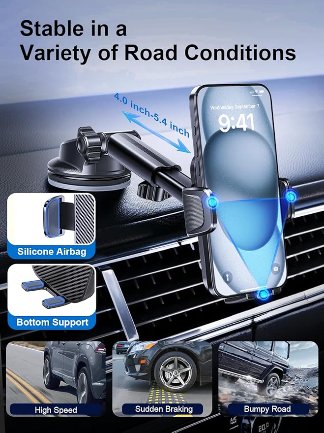 3-in-1 Car Phone Holder, Cell Phone Car Mount Fit - Image 4