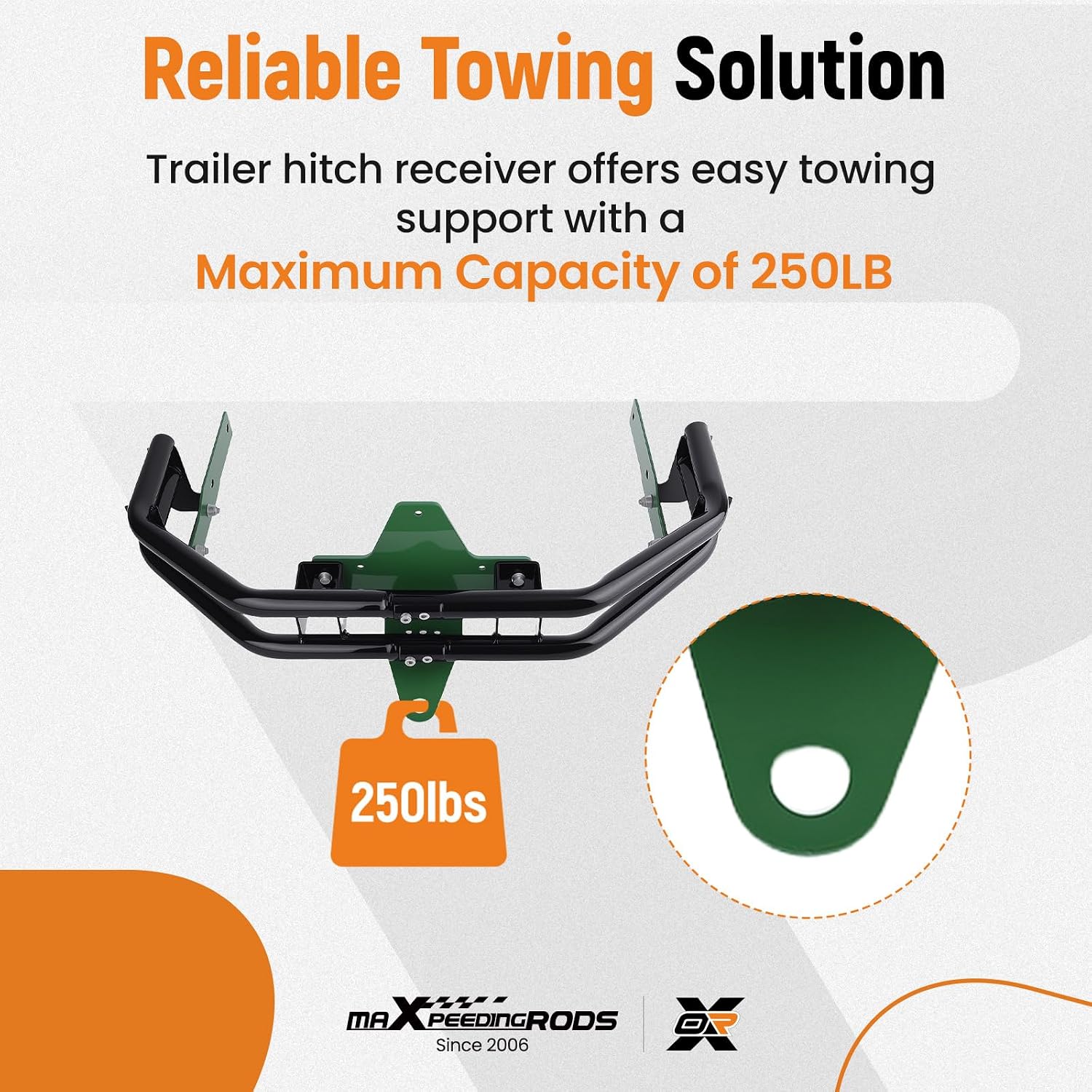 maXpeedingrods Rear Bumper Bar & Hitch Kit for John Deere ZTrak Zero-Turn Mowers Z235, Z255, Z335E, Z335M, Z345M, Z345R, Z355E, Z375R