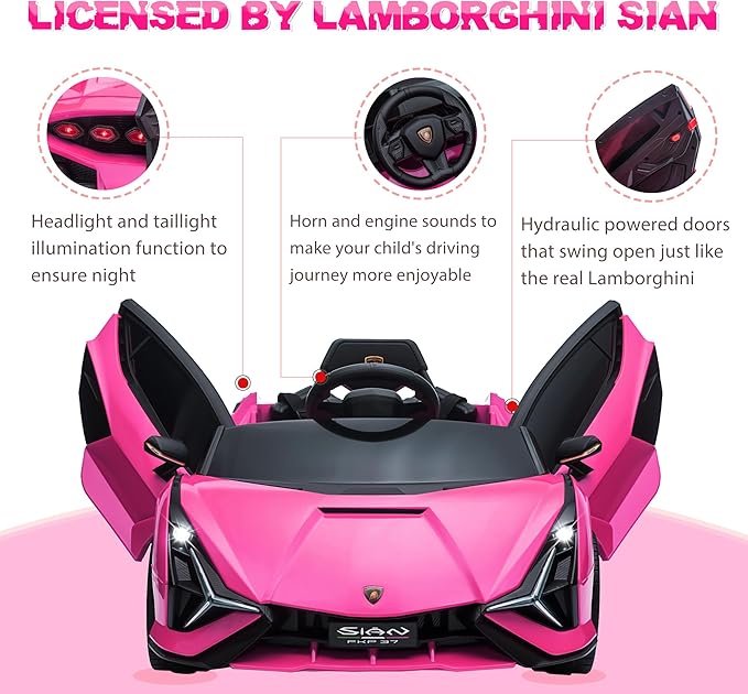 Licensed Lamborghini SIAN Kids Electric Ride On Car Toy by TOBBI, 12V Battery - Image 2