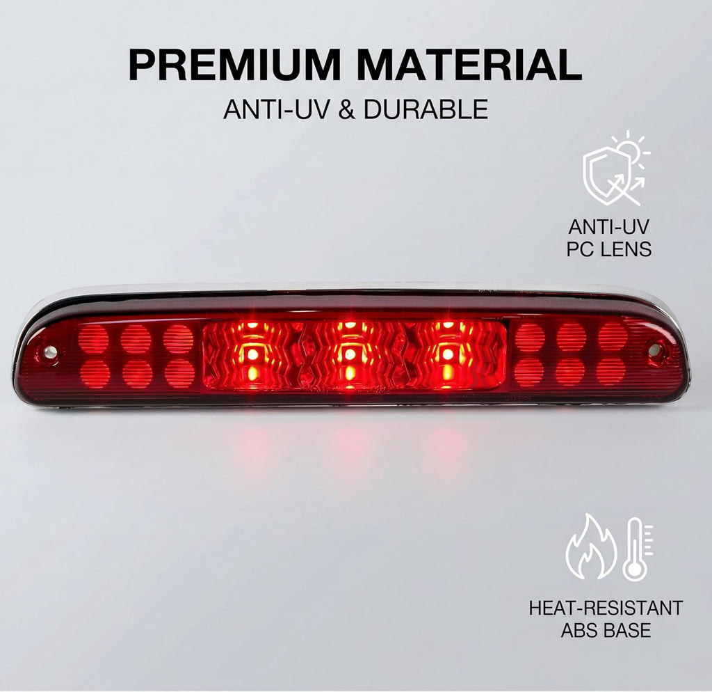 LED 3rd Brake Light Compatible with Ford Ranger/F250 1999-2016, Red Lens, High Mount Stop Light Replacement