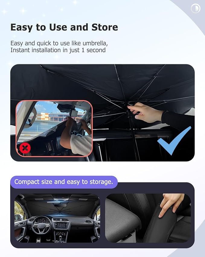 2025 Upgrade Car Windshield Sun Shade Windshield Sunshade Umbrella Protect Car - Image 8