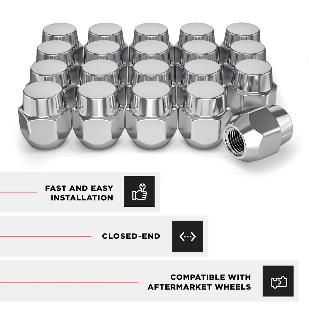 White Knight M12x1.50 Factory Style Lug Nuts for Select Hyundai, Kia and Mazda. Chrome Acorn – WN14107-20AM (20 Pack)