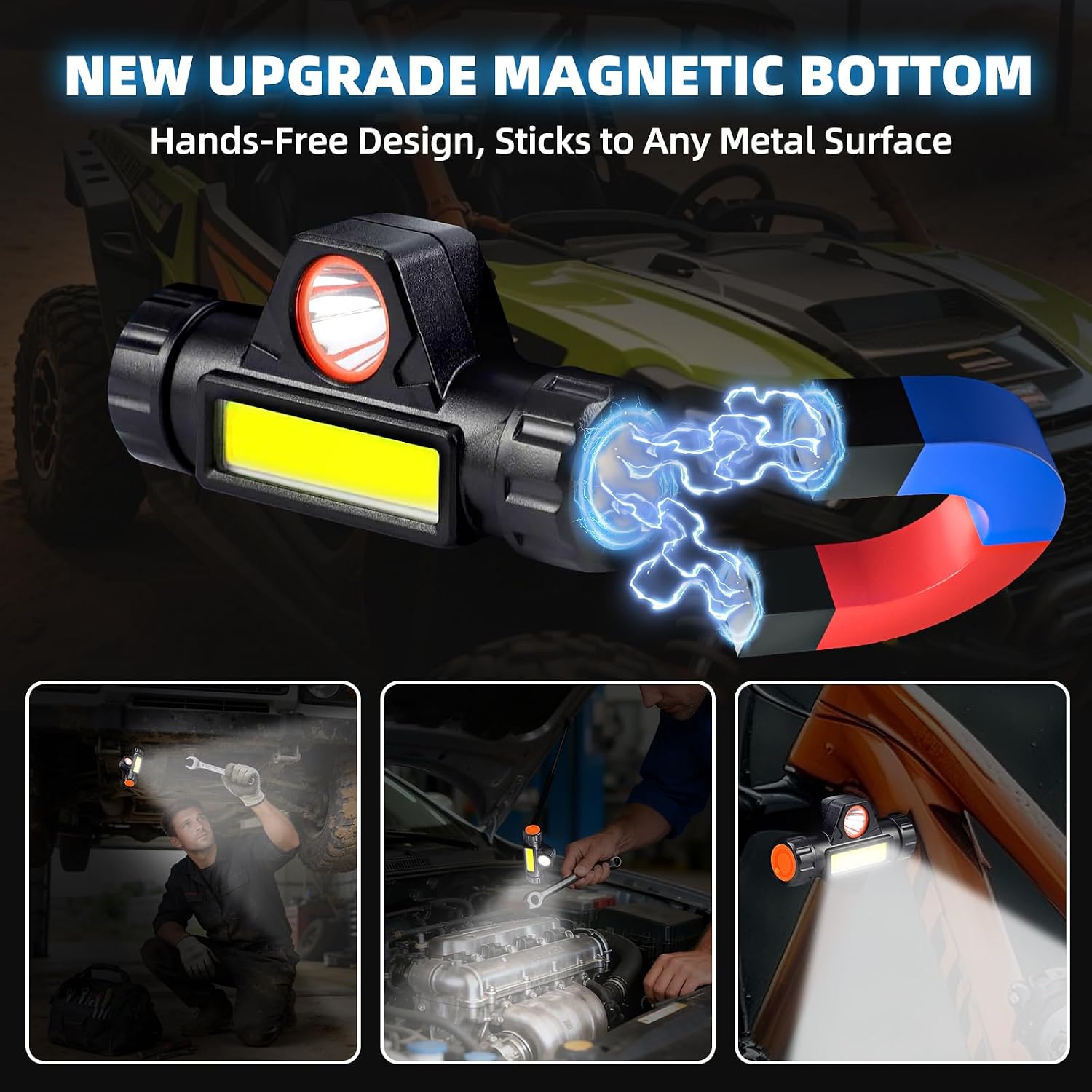 Tavaray UTV Dome Light Type-C Rechargeable Magnetic UTV Interior Lights Compatible with Polaris RZR ATV Can-Am Golf Cart Boat Off-Road Work for 1.75"-2.35" Roll Bar Cage Mount Interior Lights, 2PCS