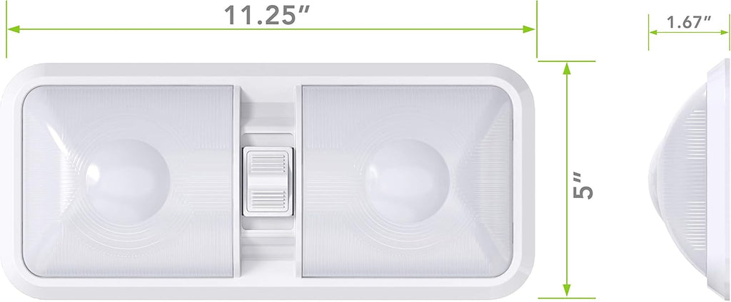 2 Pack RV LED Ceiling Double Dome Light Fixture with ON/Off Switch Interior Lighting for Car/RV/Trailer/Camper/Boat DC 12V 48X2835SMD (Frosted Lens Natural White 4000-4500K, 2-Pack)