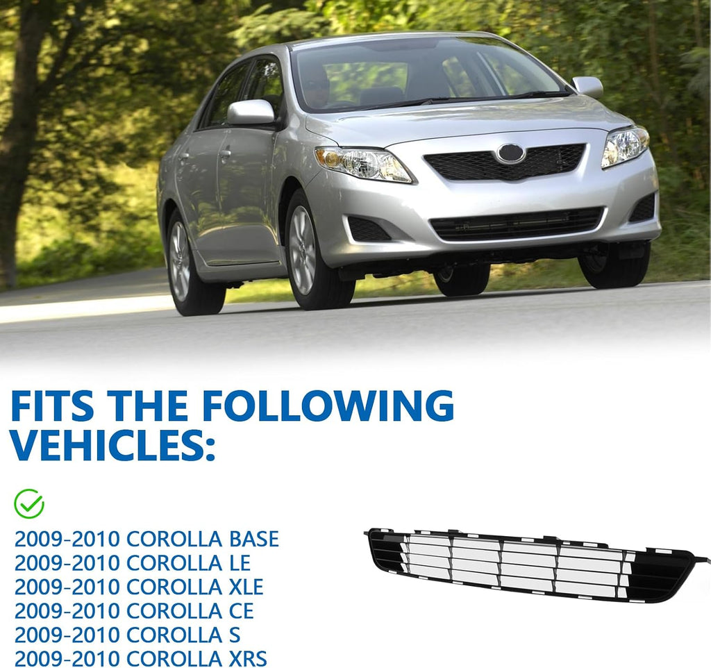 Perfit Liner Front Bumper Lower Grille Grill Compatible With 2009 2010 TOYOTA Corolla Direct Replacement Parts Primed Black TO1036111 5311202120