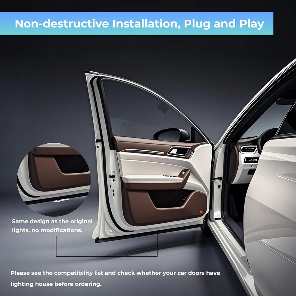 Car Door Light Logo Projector, Upgraded 4K HD LED Lights Compatible with A1/A3/A4/A5/A6/A7/A8/Q3/Q5/Q7/Q8/R8/TT Series Car Accessories (AU-DII-2PC)