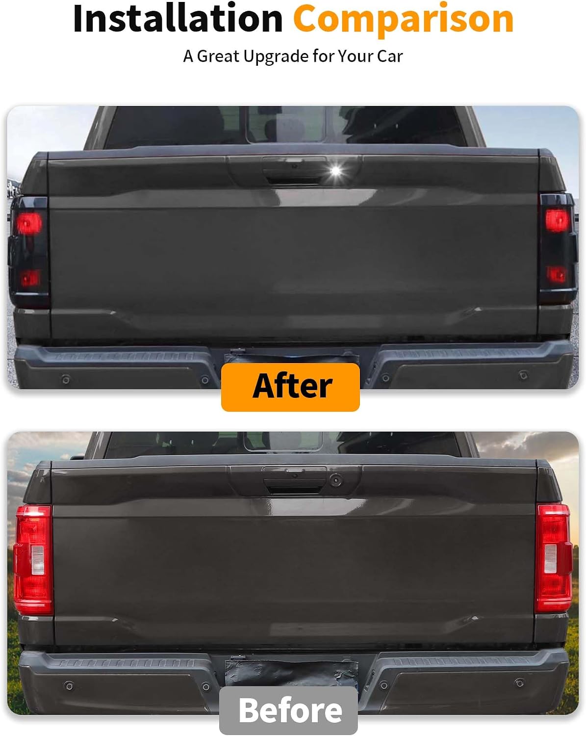 Hoolcar Tail Light Lamp Cover Guard Trim Compatible with Ford F150/Raptpr 2024-2025 (Smoked Black)