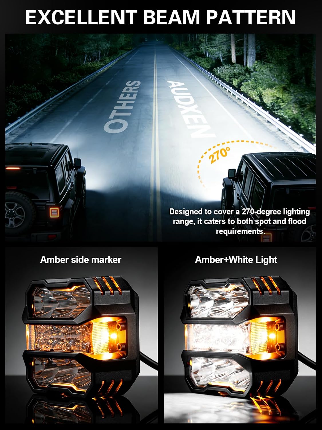 audexen 4.5 inch led pods lights 110w shown in use