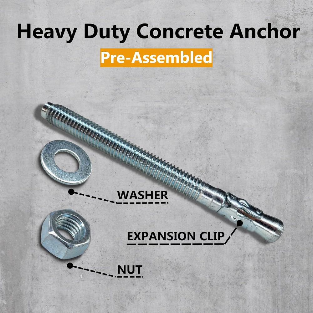 Party Animals 1/2 x 3-1/2 Inch Wedge Anchor, 50 PCs Zinc-Plated Industrial An...