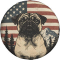 Spare Tire Cover for RV Camper, Pug American Flag Tire Cover Protectors, Weatherproof Universal Wheel Cover for RV Travel Trailer Camper Truck 14in