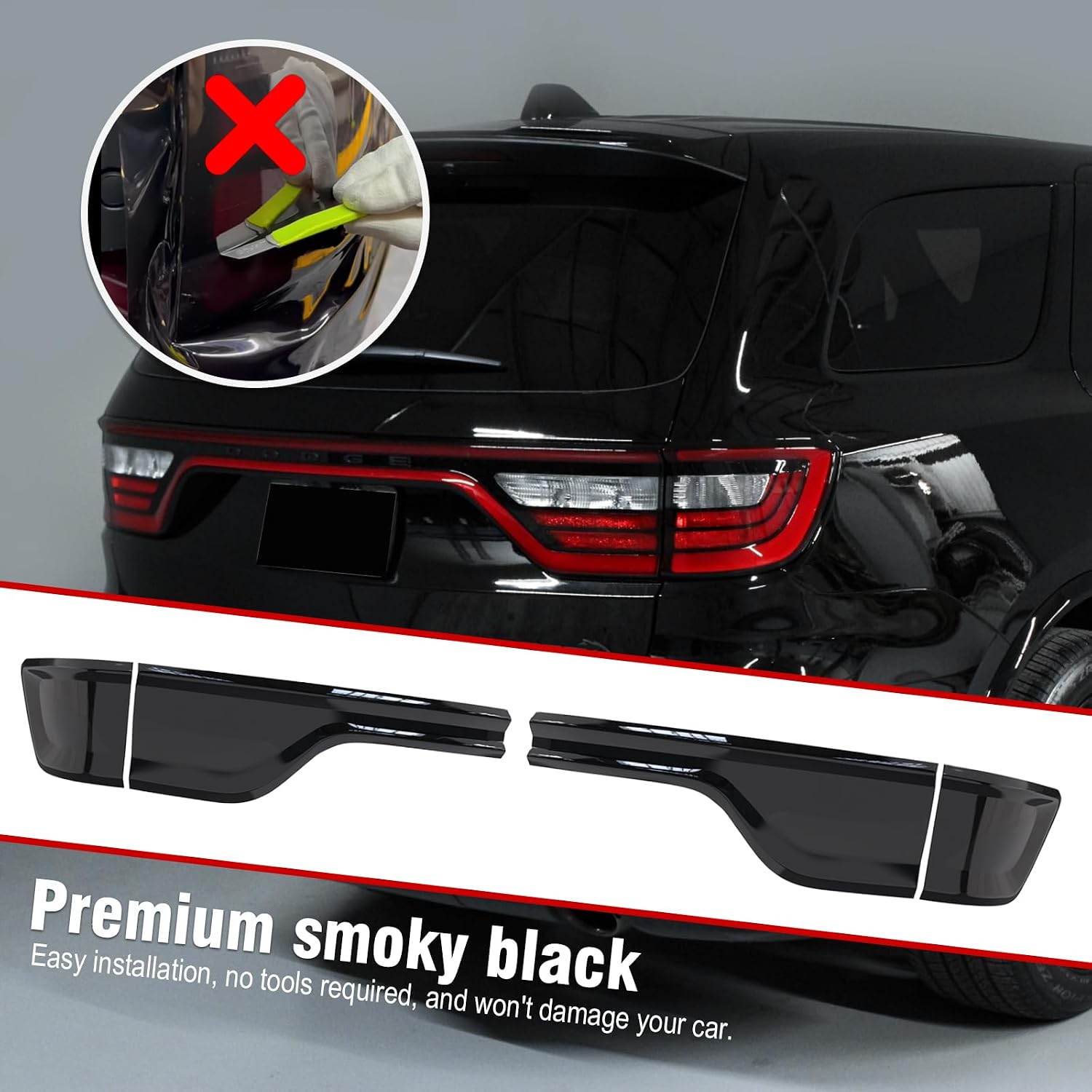 3mirrors Smoked Tail Light Covers Rear Light Guards Durango Accessories for 2014-2025 Dodge Durango Accessories
