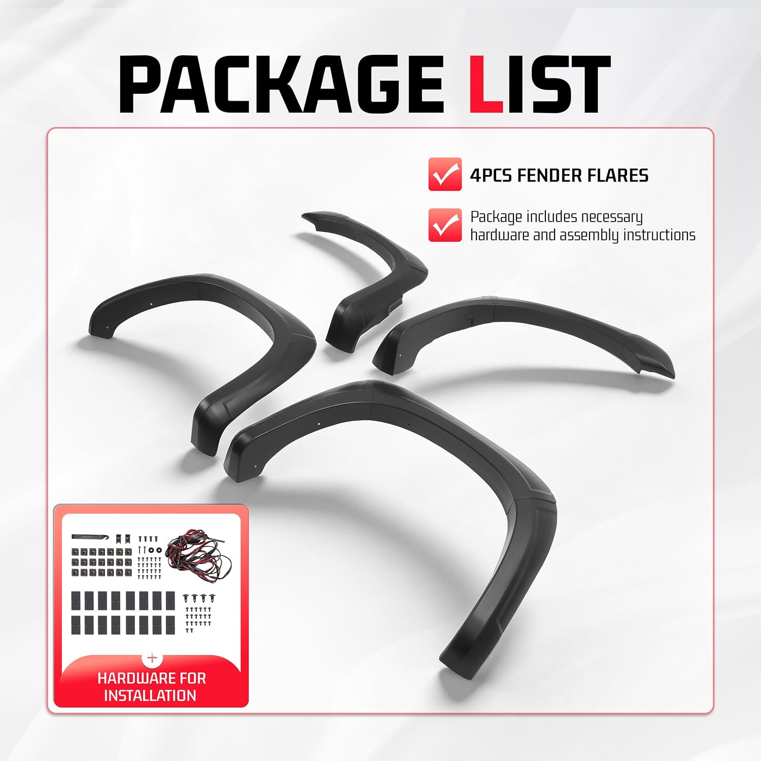 ALMULOO 4Pcs Fender Flares Compatible with 2005-2011 Dodge Ram Dakota Crew Cab Pickup Models Wheel Arch Covers Plastic(PP) Textured Black