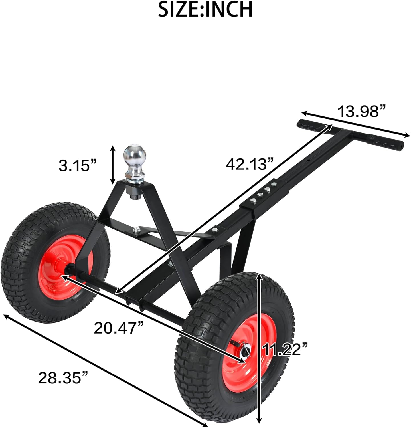 600LBS Capacity Trailer Dolly with 2 Inch Ball, Black Powder Coated Steel Trailer Mover Dolly for Trailer Boat Watercraft Jet Ski Moving