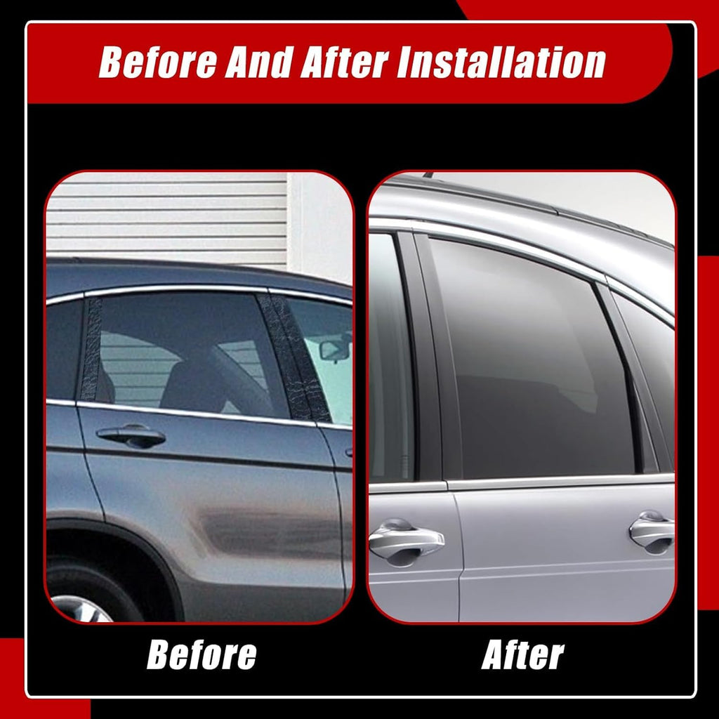 SecosAutoparts 6Pcs Exterior Window Pillar Posts Cover Trim Black, Compatible with Honda CRV 2007-2011, Door Side Window Pillar Molding