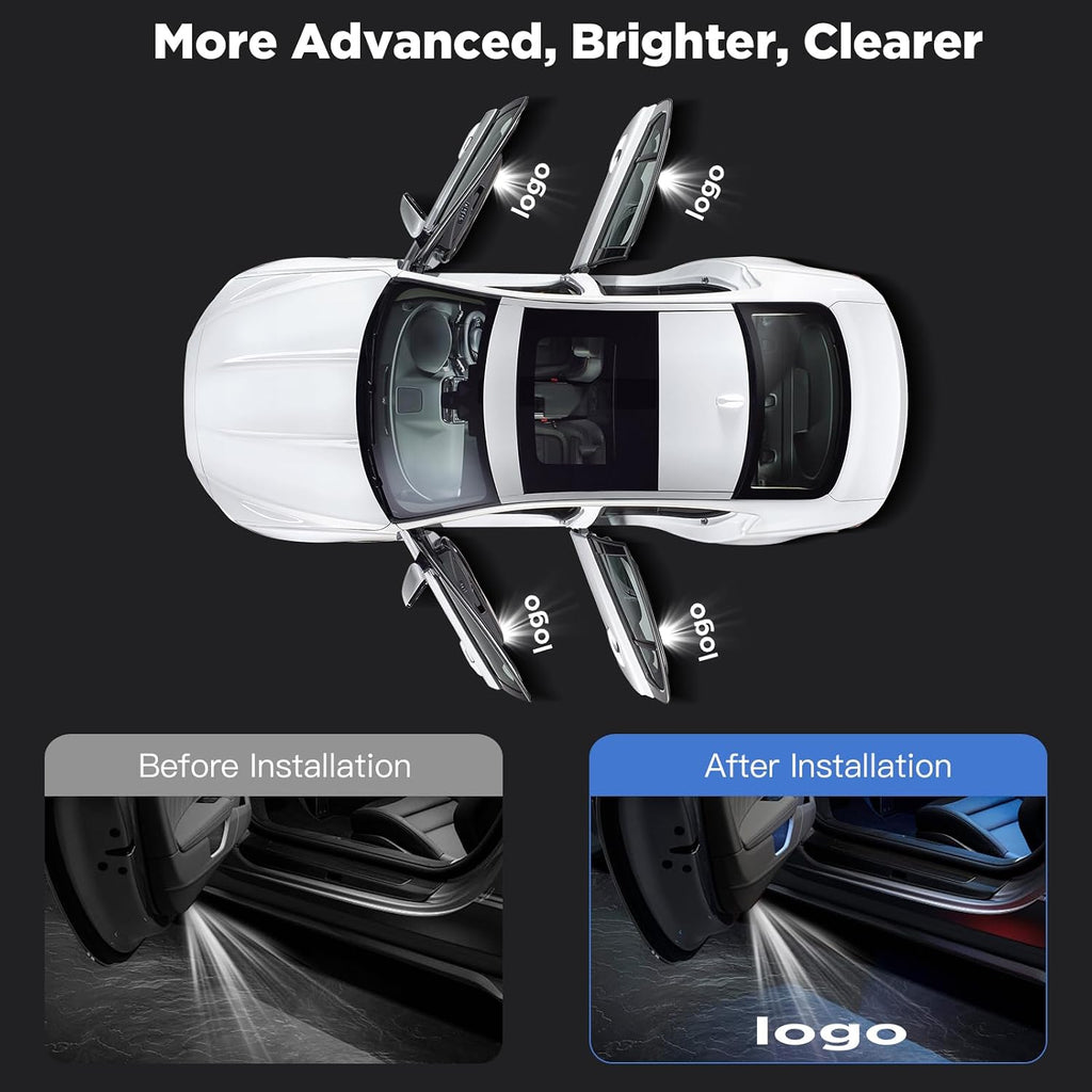 Car Door Lights Logo Projector - 4K HD Puddle Lights for A/B/C/E/S/CLA/CLS/GLA/GLB/GLC/GLE/GLS/G/SL-Class/AMG GT 4-Door/V-Class/Metris Series (4 Pack)