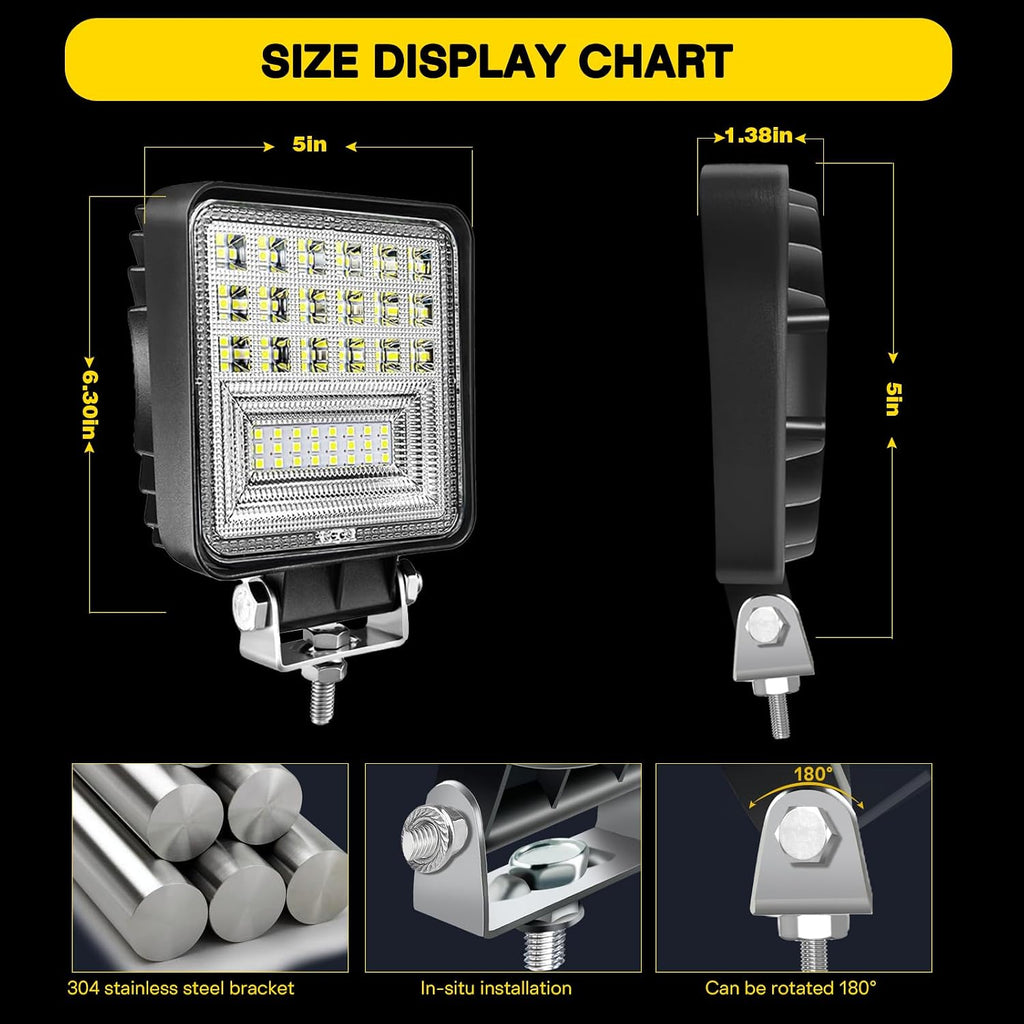 led pod lights 4.5in 126w tractor work lights shown in use