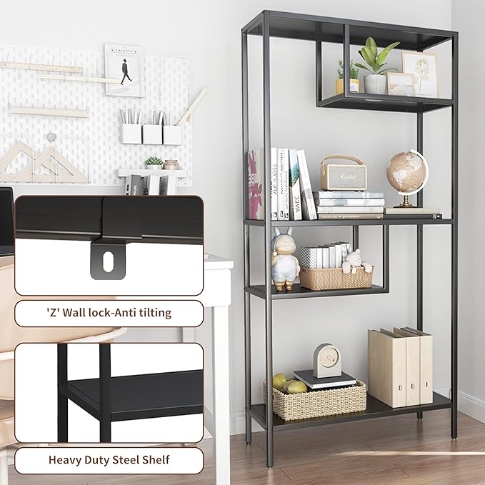 Metal Storage Shelving Unit, Decorative Geometric Bookcase, Modern Freestanding - Image 4