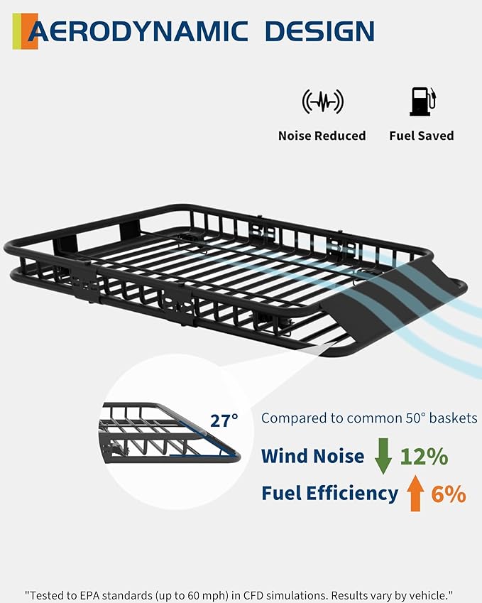 51" x 36" Universal Roof Rack Basket, 200 Lbs Capacity Rooftop Cargo Carrier - Image 4