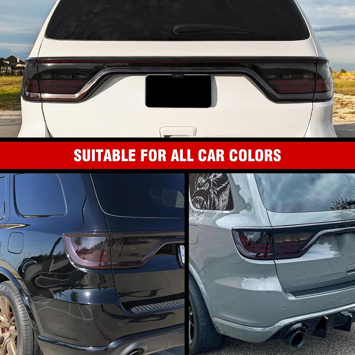 3mirrors Smoked Tail Light Covers Rear Light Guards Durango Accessories for 2014-2025 Dodge Durango Accessories