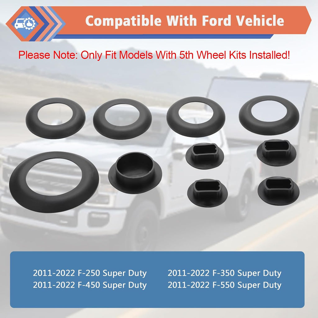 Fifth Wheel Hitch Puck Cover Plug Trim Ring Kit, Gooseneck Towing Setups Hitch Hardware Kit Compatible with Ford Vehicle 2011-2022 F250 F350 F450 F550 Super Duty, Replace#BC3Z-99000A25-A