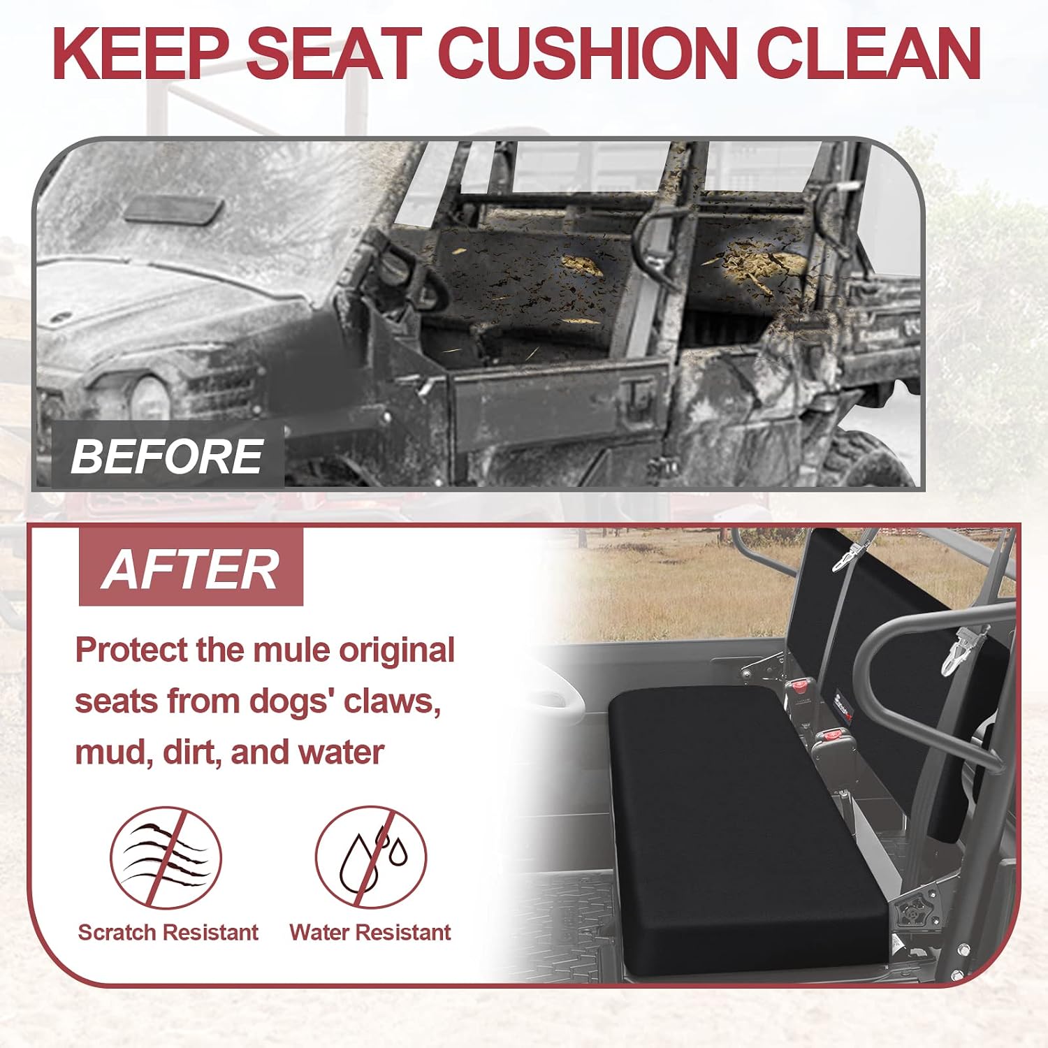 StarknightMT UTV Mule Pro Seat Covers 1680D Compatible with Kawasaki Mule PRO-FXT FX DXT DX 2015-2026 Waterproof Bench Seat Covers Black Accessories