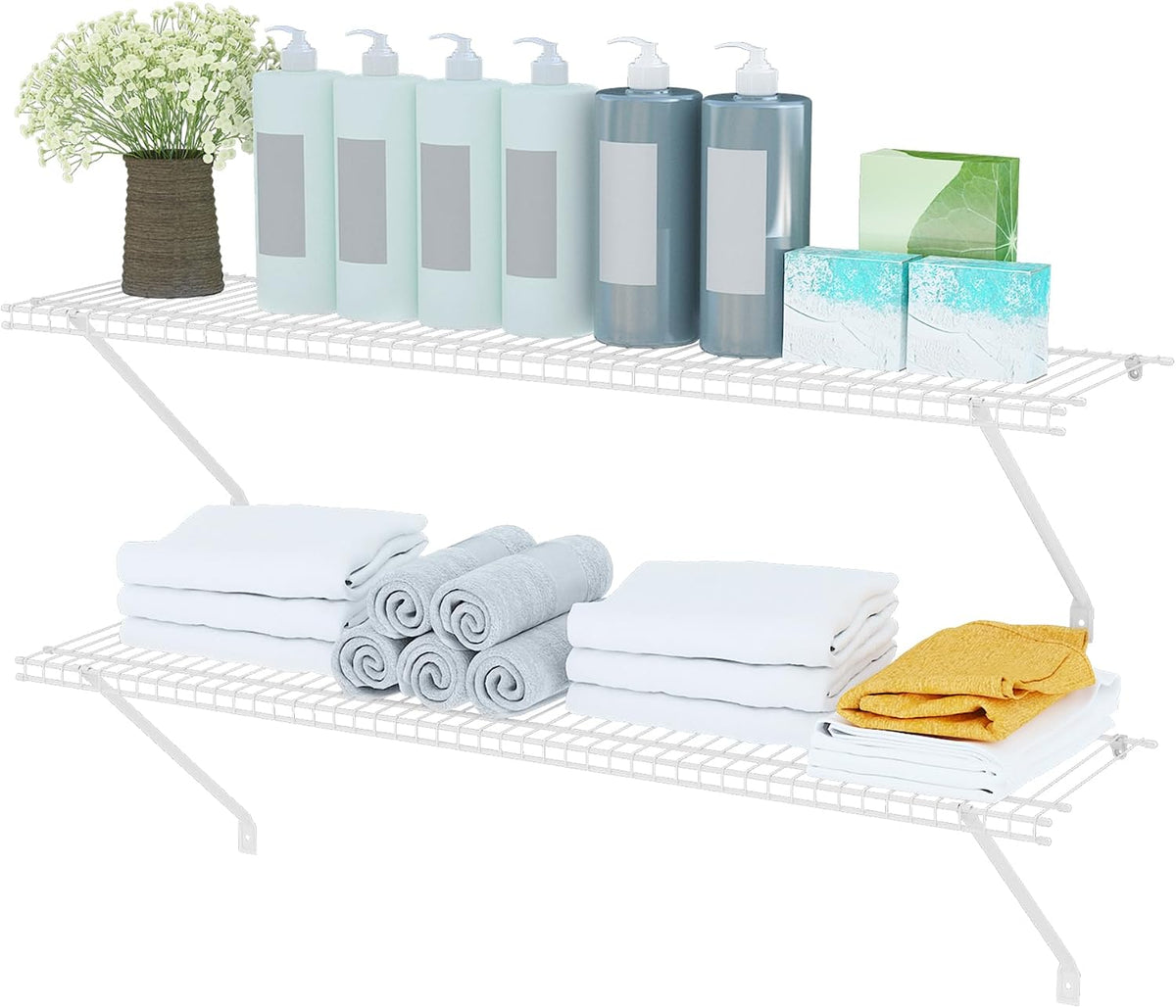 proworx closet shelves wall mounted, 2 pack 4, main product view