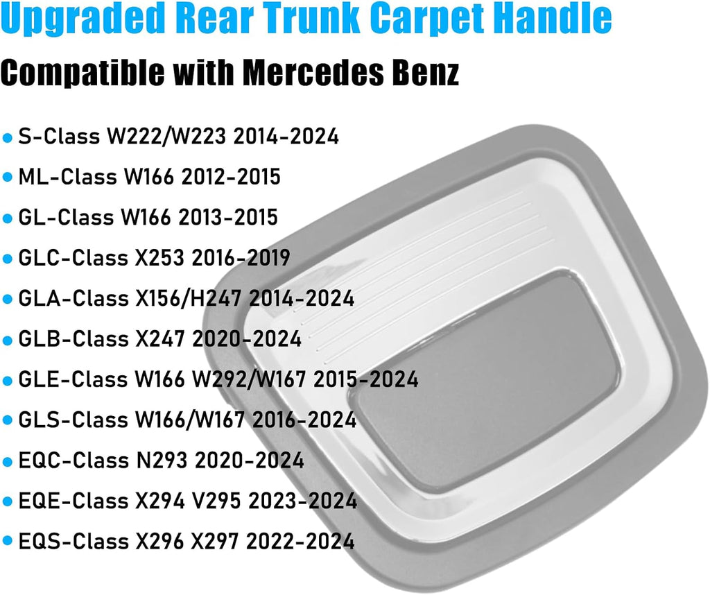 Jaronx Compatible with Mercedes Trunk Mat Carpet Handle for ML W166/GLC X253/S W222/GL GLS GLE GLA, Rear Trunk Mat Floor Carpet Handle Repalcement (Without Locking Function)