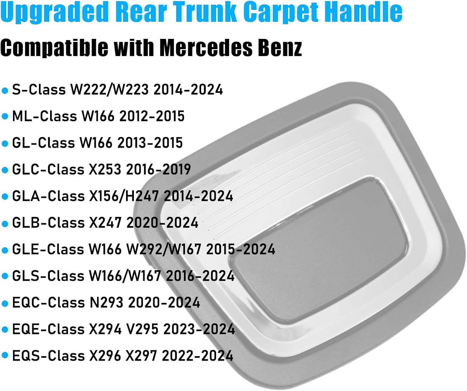 Jaronx Compatible with Mercedes Trunk Mat Carpet Handle for ML W166/GLC X253/S W222/GL GLS GLE GLA, Rear Trunk Mat Floor Carpet Handle Repalcement (Without Locking Function)