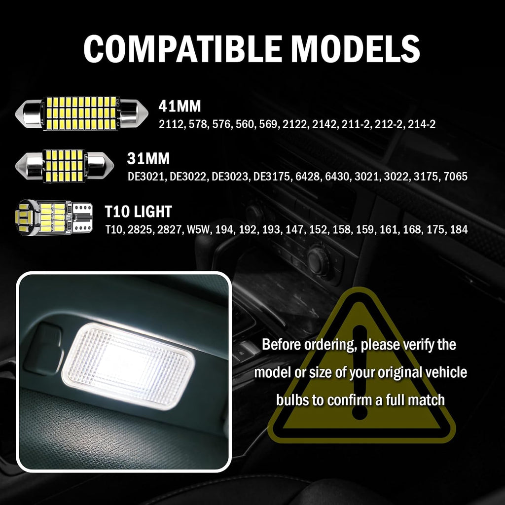 24PCS LED Interior Car Lights Kit,T10/31mm/41mm Car LED Lights Interior Replacement for Map Dome Door Trunk Light,Universal LEDs Light for Cars Interiors Fit for Most Cars/SUVs