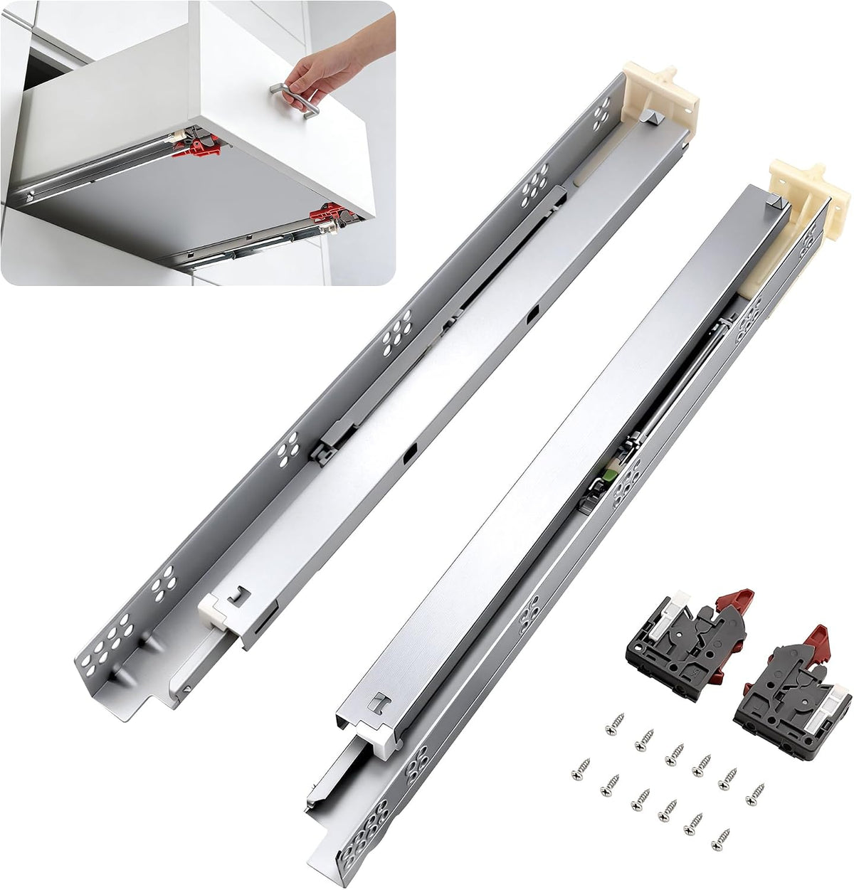 10 pairs 18" undermount soft close drawer slides, main product view