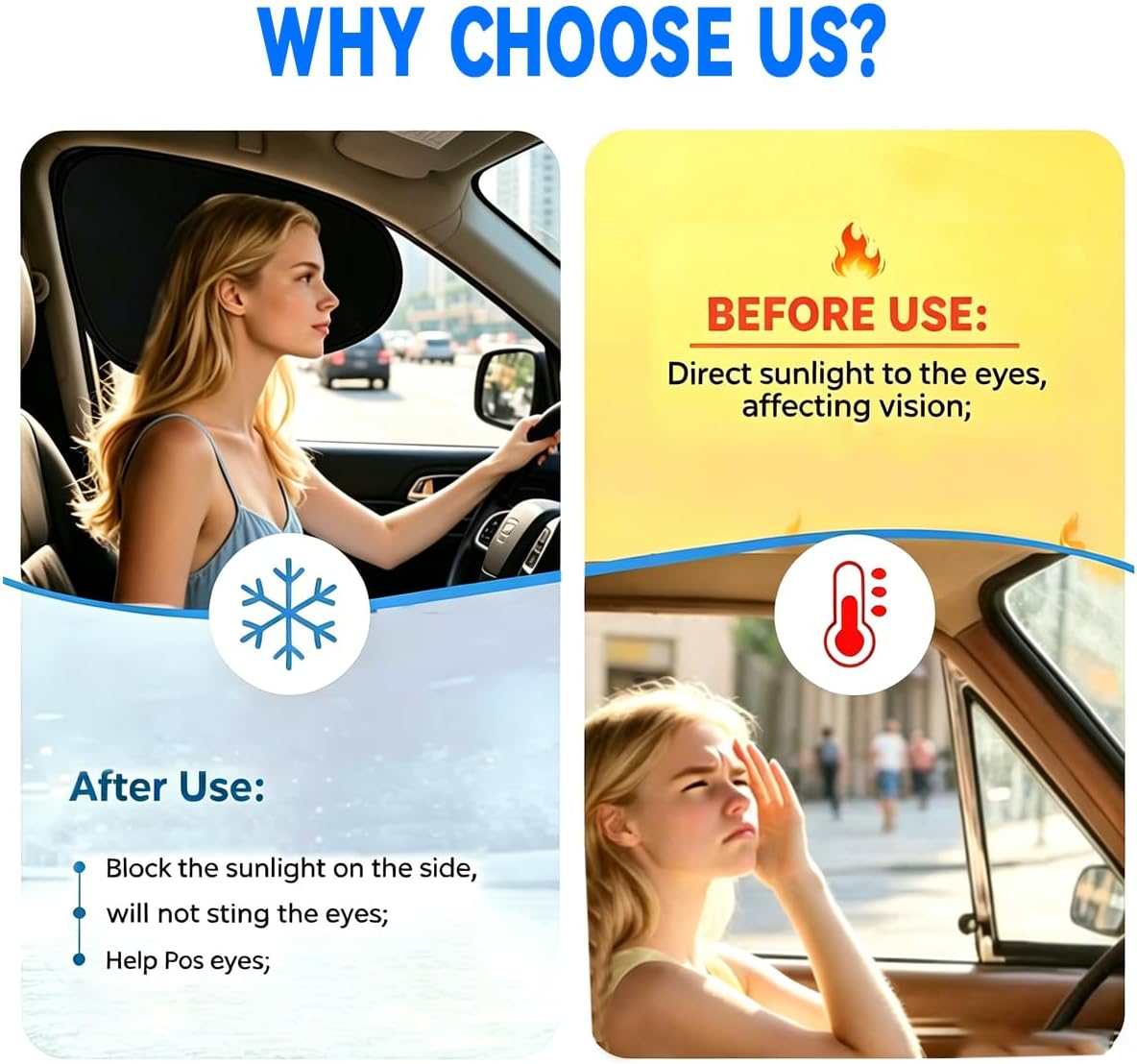 Car Window Shade 4 Pack, Magnetic Sun Blocker with Static Suction, 99% UV Protection, Universal Fit for Sedan MPV SUV Truck, Front and Rear Windows