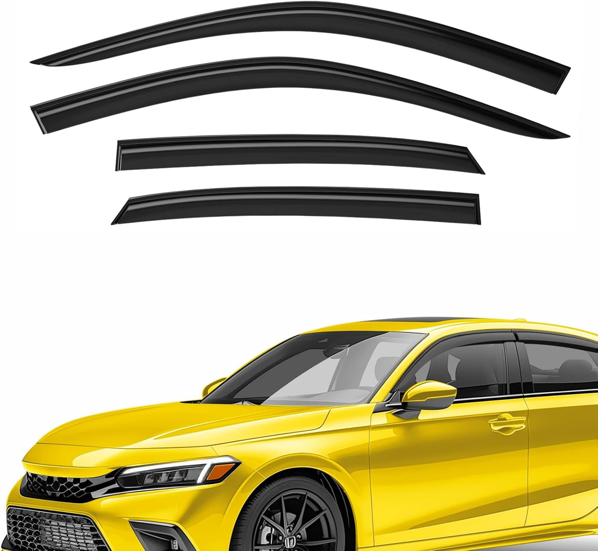 Extra Durable Window Deflectors Tape-On Window Visors Rain Guards Fit