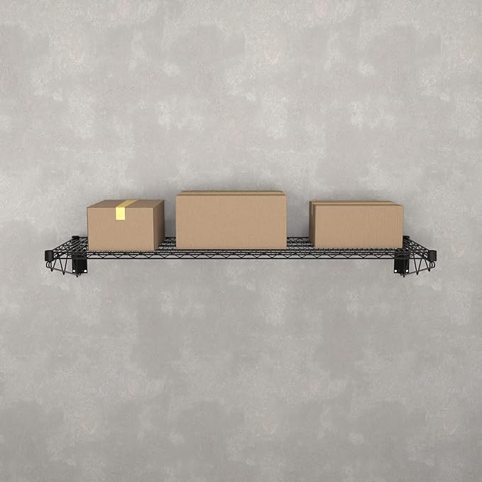 18" x 60" Black Epoxy Wire Wall Mount Shelf - Image 5