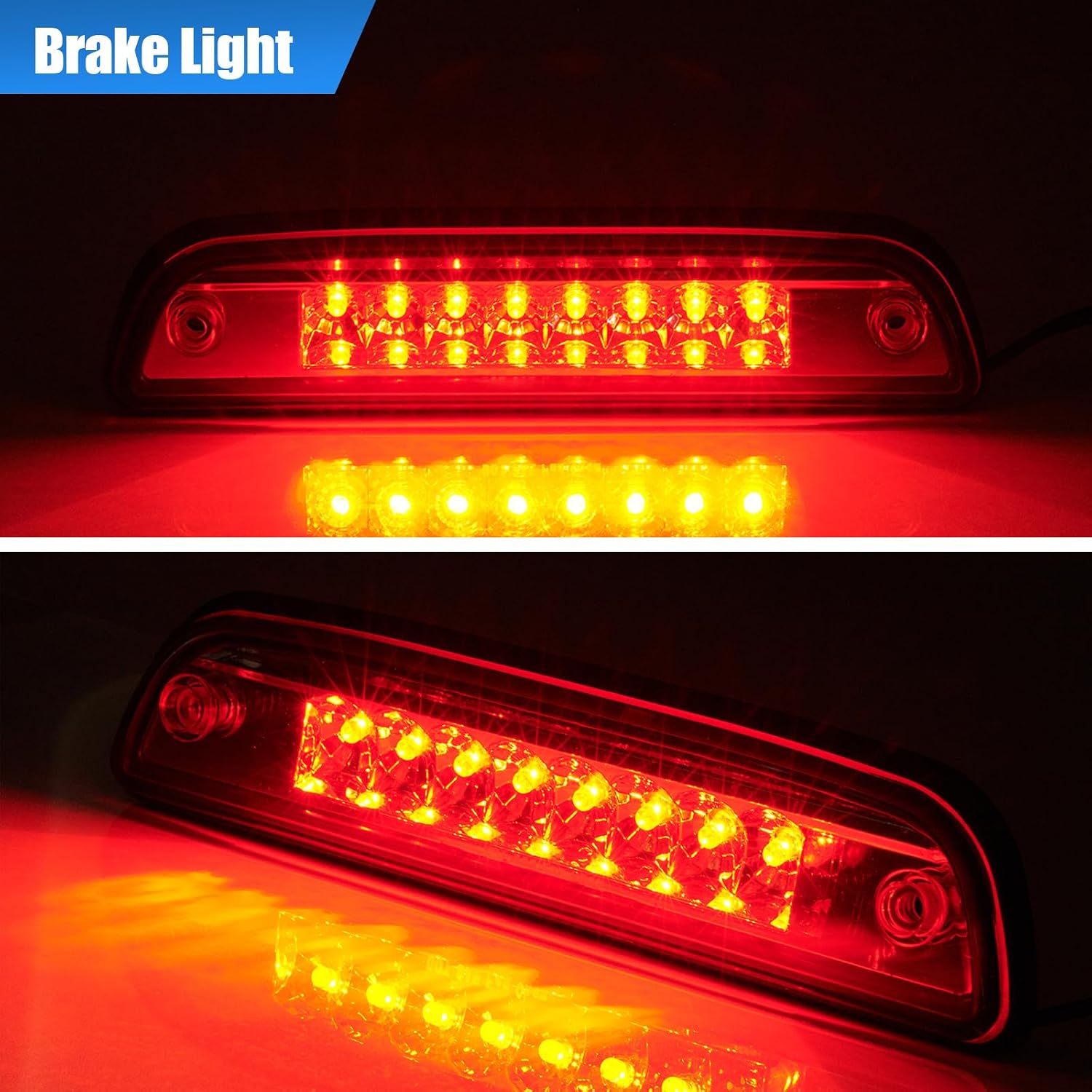 Third Brake Light with Strobe Flash for 1995-2015 Toyota Tacoma Accessories, High Mount Rear Brake Lights Assembly for 95-15 Toyota Tacoma, Waterproof Rear Cab Center Tail Lights (Chrome)