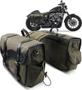 NICECNC Motorcycle Saddlebags Vintage Oil Waxed Canvas Leather, 30L Throw Over by NICECNC