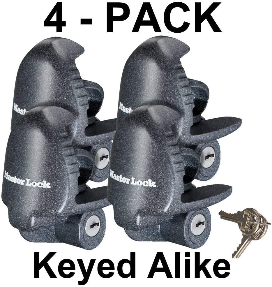 Master Lock - (4) Keyed Alike Universal Trailer Coupler/Tongue Locks w/8 Keys, 379KA-4