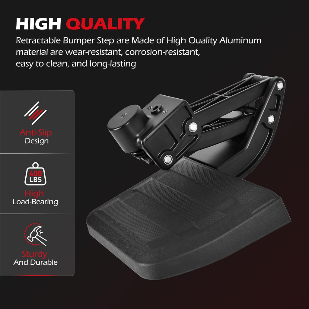 KLN Rear Bed Step Tailgate Bedstep Compatible with Toyota Tacoma 2024 2025 2026 Folding Truck Step Retractable Bumper Tailgate Step 4th Gen Accessories Replace # PT392-35920