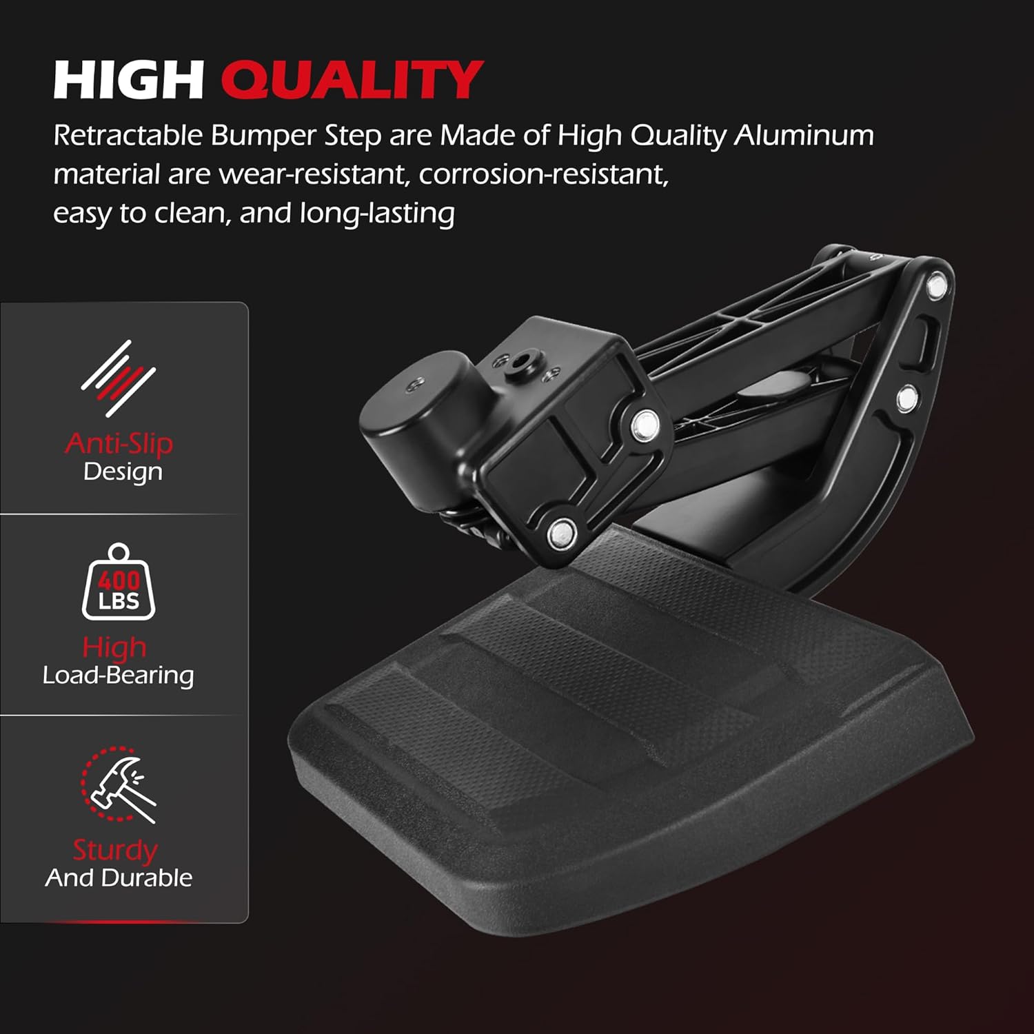 KLN Rear Bed Step Tailgate Bedstep Compatible with Toyota Tacoma 2024 2025 2026 Folding Truck Step Retractable Bumper Tailgate Step 4th Gen Accessories Replace # PT392-35920