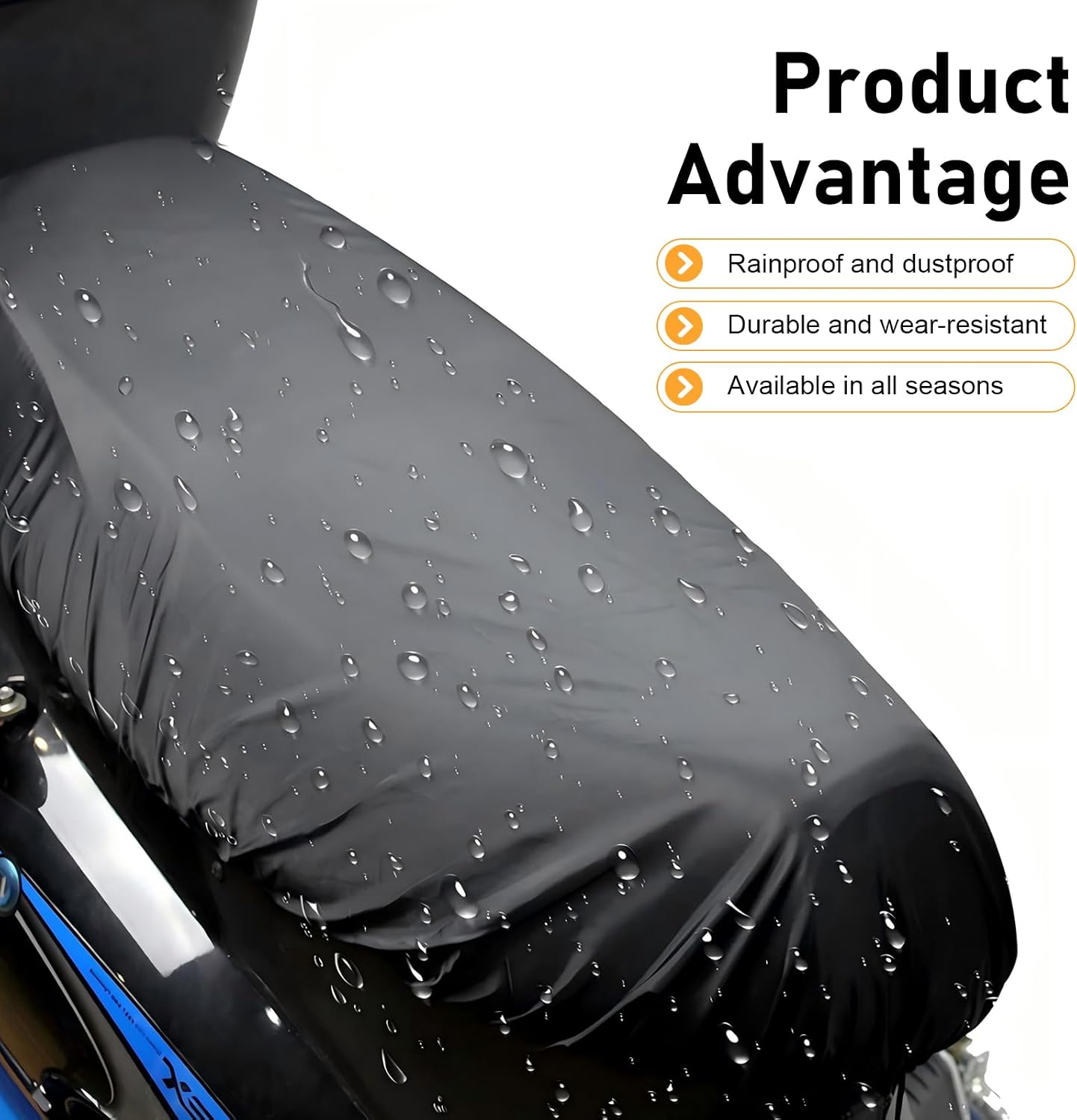 1 PC Motorcycle Seat Cover, 27.6 x 45.3 inches Waterproof Motorcycle Seat Covers, Universal Sunscreen and Heat Insulating Oxford Fabric Seats Cover, for Motorcycles (Black #XXL)